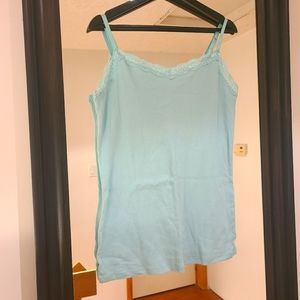 Baby blue lace trim tank